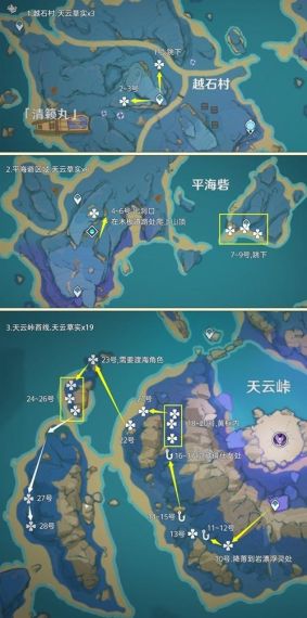 原神天云草实采集路线图2023最新分享