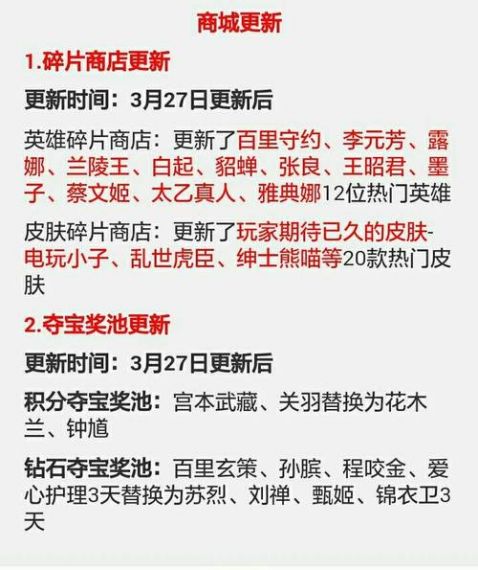 王者荣耀碎片商店多久更新一次？