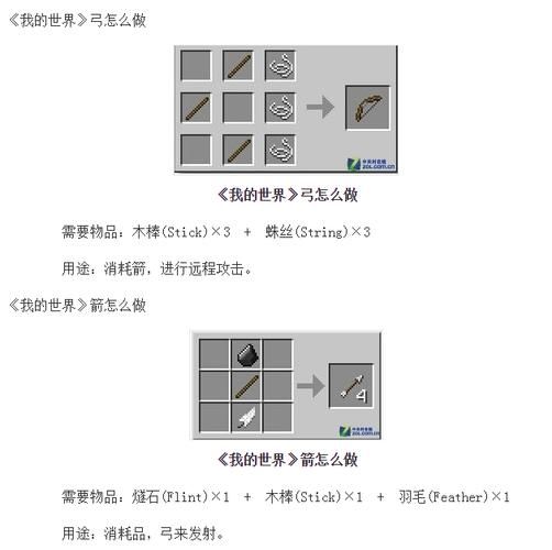 我的世界1.7.2怎么做弓箭