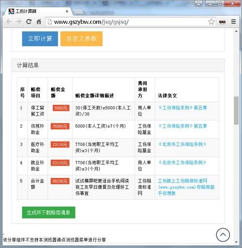 工伤赔偿计算器2023v1.71
