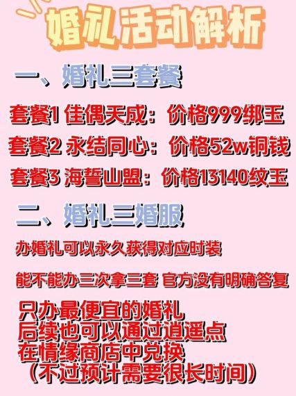 逆水寒婚礼玩法信息说明